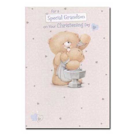 Special Grandson on Christening Day Forever Friends Card